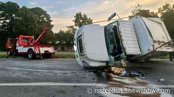 Gloucester County sheriff's deputies respond to overturned garbage truck incident on Route 17