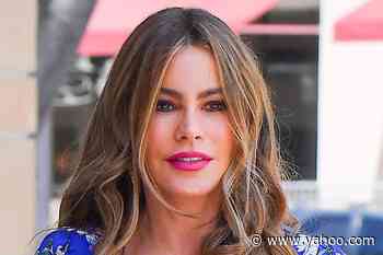 Sofia Vergara Gets Tropical in Pineapple Pants, a Ruffled Bandeau & See-Through Wedges - Yahoo Lifestyle