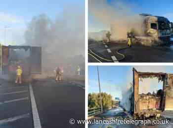 Fire rips through lorry on M6 causing miles of tailbacks and delays