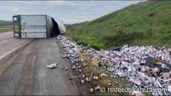 PHOTOS: Semitruck full of beer rolls over in Wisconsin