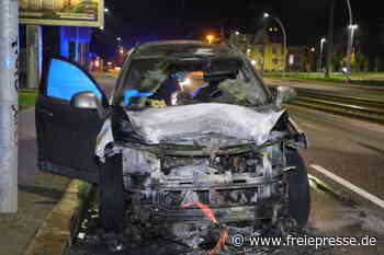 Auto in Flammen: Annaberger Straße in Chemnitz gesperrt - Freie Presse