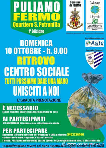 "Puliamo Fermo": iniziativa ambientale il 10 ottobre a Santa Petronilla - CorriereNews