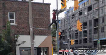 Someone was spotted hanging a chandelier over a Toronto intersection - blogTO