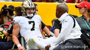 Saints' Hill absorbs hard hit, sustains concussion