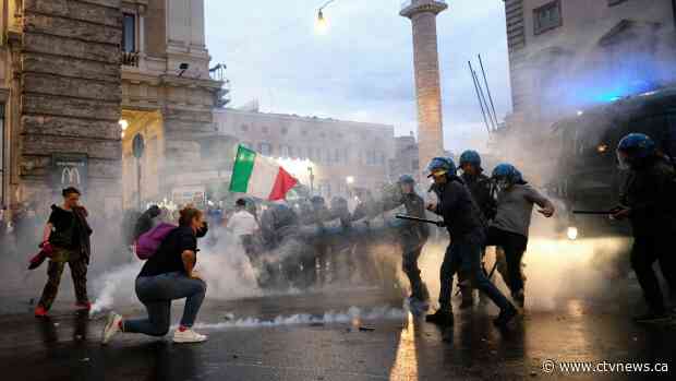Italian police arrest far-right party leaders after anti-vaccination riot