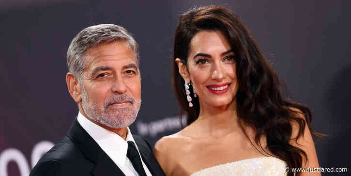 George Clooney Has The Cutest Red Carpet Moment With Amal Clooney at 'Tender Bar' Premiere in London