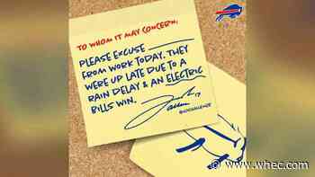 Buffalo Bills share 'excuse' for missing work following late night win