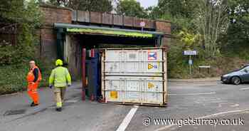 A325 Farnham updates after lorry crashes into railway bridge and overturns - recap - Surrey Live