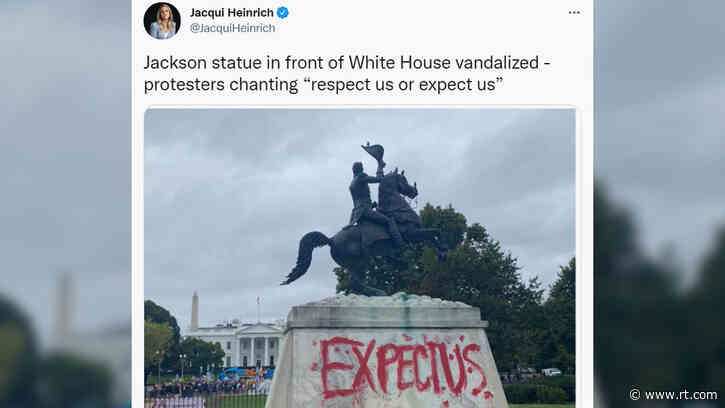 Activists vandalize Andrew Jackson statue outside White House on Indigenous Peoples’ Day (PHOTOS)