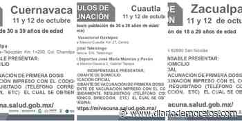Aplicarán en Cuernavaca, Cuautla y Zacualpan segundas dosis de 30 a 39 años, lunes 11 y martes 12 - Diario de Morelos