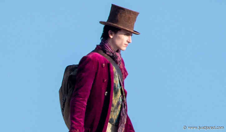 Timothee Chalamet Spotted in Full 'Wonka' Costume While Filming on the Beach