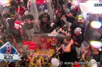 Watch the Red Sox celebrate in the locker room after advancing to the ALCS
