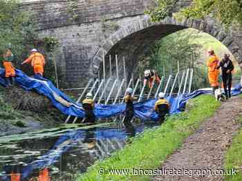 Dams installed to tackle breach in Leeds and Liverpool Canal near Rishton and Church