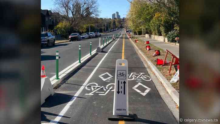 Calgary's 12th Avenue cycle track expands through Sunalta