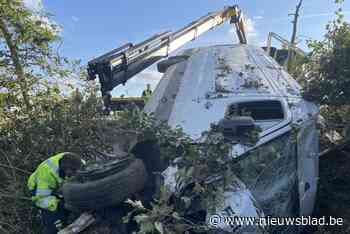 Bestelwagen belandt in bomen en gracht naast snelweg: twee gewonden