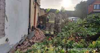 Bike helmet saves man's life after 10ft wall collapses and traps him near his home