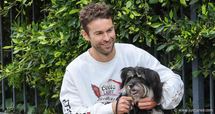 Chace Crawford Enjoys Some Cuddles with His Dog Shiner During Their Morning Walk!
