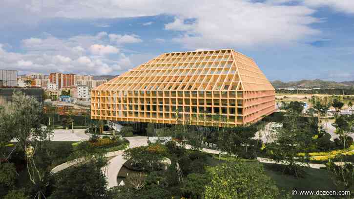 Wooden grid encloses indoor and outdoor spaces at Sanya Farm Lab by CLOU Architects