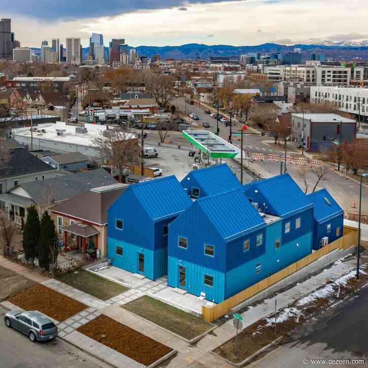 Blue co-housing complex by Productora fits eight units onto two Denver lots