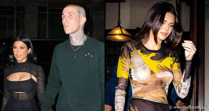 Kourtney Kardashian & Travis Barker Meet Up with Kendall Jenner for Dinner in NYC