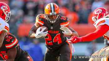 Browns RB Chubb (calf) won't play vs. Cardinals