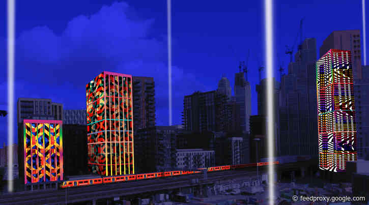 A light display to celebrate the opening of the Northern line extension