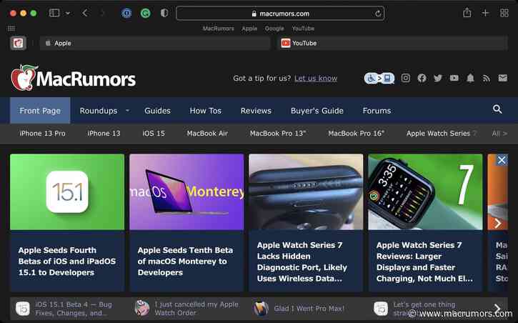 Apple Releases macOS Big Sur Safari 15.1 Beta With Relocated Favorites Bar