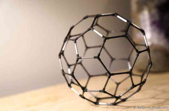 Buckyball carbon fiber C60 molecule is a unique desktop model