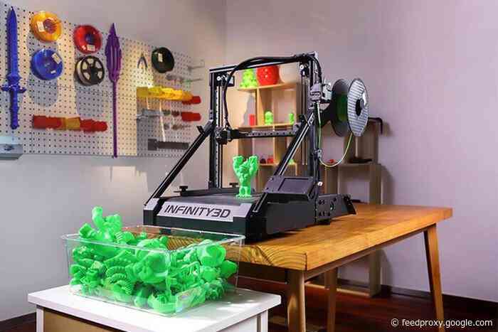 Infinity3D conveyor belt 3D printer for small automated production runs