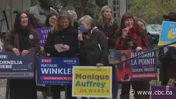 Downtown Calgary rally supports female candidates ahead of municipal election