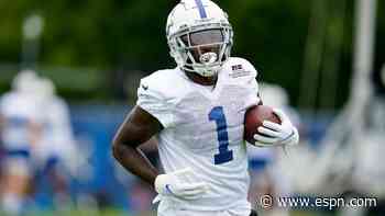 Colts' Campbell catches TD, exits with foot injury