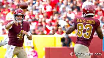 Washington's Taylor Heinicke hits Ricky Seals-Jones for a 39-yard touchdown against Chiefs