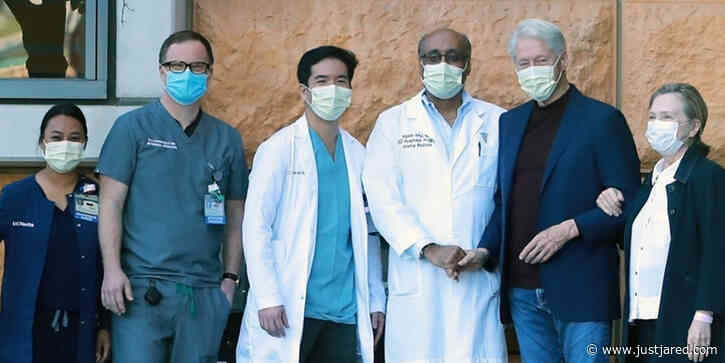 Bill Clinton Poses With Hospital Staff After Leaving Hospital Following Infection