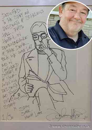 Johnny Vegas presents artwork to St Helens Hall Care Home - St Helens Star
