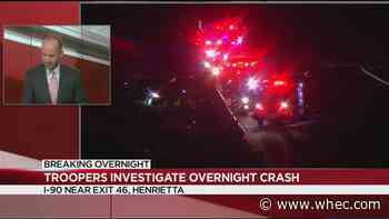 Troopers investigating overnight crash on Thruway in Henrietta