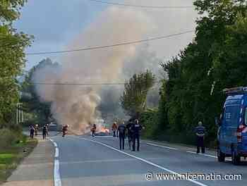 Un camping-car prend feu entre Forcalqueiret et Rocbaron, la circulation fortement perturbée - Nice-Matin