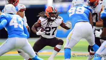 Browns lose RB Hunt (calf) for 'several weeks'