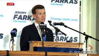 Jeromy Farkas congratulates Calgary mayor-elect Jyoti Gondek