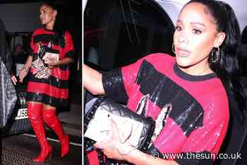 Alex Scott channels Dennis the Menace as she heads out to celebrate 37th birthday... - The Sun