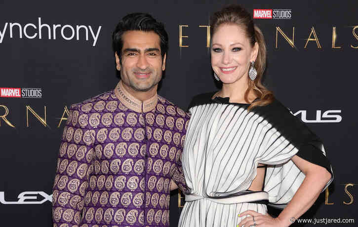 Kumail Nanjiani Looks So Stylish in His Sherwani Suit at 'Eternals' Premiere with Wife Emily V. Gordon