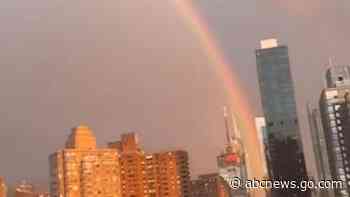 WATCH:  Stunning rainbow seen stretched across New York City's sky