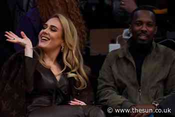 Adele stuns in leather jumpsuit as she sits courtside at Lakers game with boyfriend Rich Paul... - The Sun