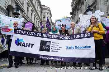 Theresa Villiers MP takes part in nursery funding protests