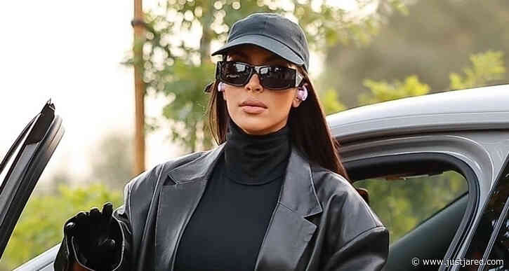 Kim Kardashian Wears Black Leather & Latex Outfit While Running Errands
