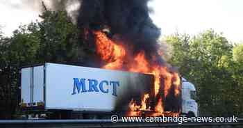 Lorry engulfed in flames and small explosion sounds heard on A428 - recap