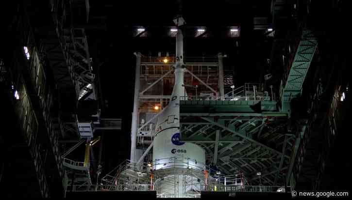 NASA stacks Orion capsule atop SLS megarocket for Artemis 1 moon mission (video) - Space.com