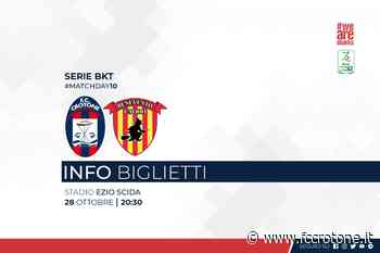 10a giornata Serie BKT, #CrotoneBenevento: info biglietti - FC Crotone - F.C. Crotone