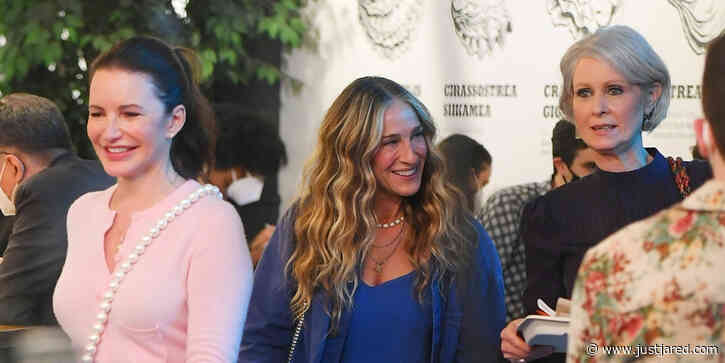 Sarah Jessica Parker, Kristin Davis & Cynthia Nixon Grab Lunch While Filming 'And Just Like That'