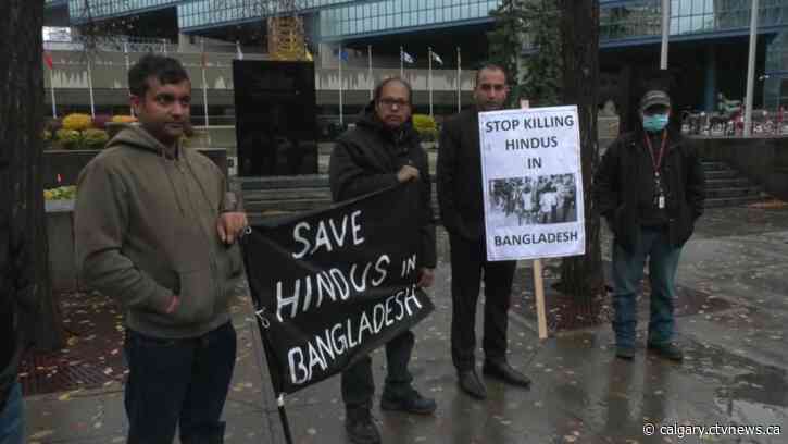 Hindu community holds peaceful protest against attacks in Bangladesh