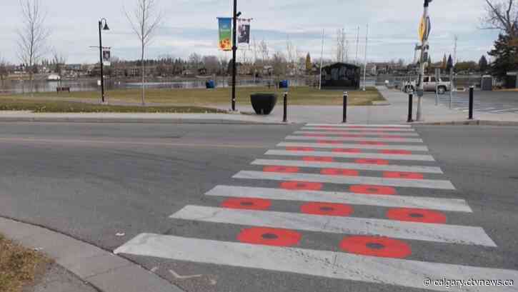 Poppy crosswalk in Chestermere, Alta. unveiled at official event